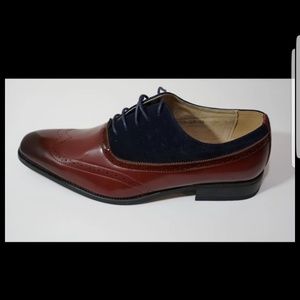 Men's Two Tone Wing Tip Dress Shoes
